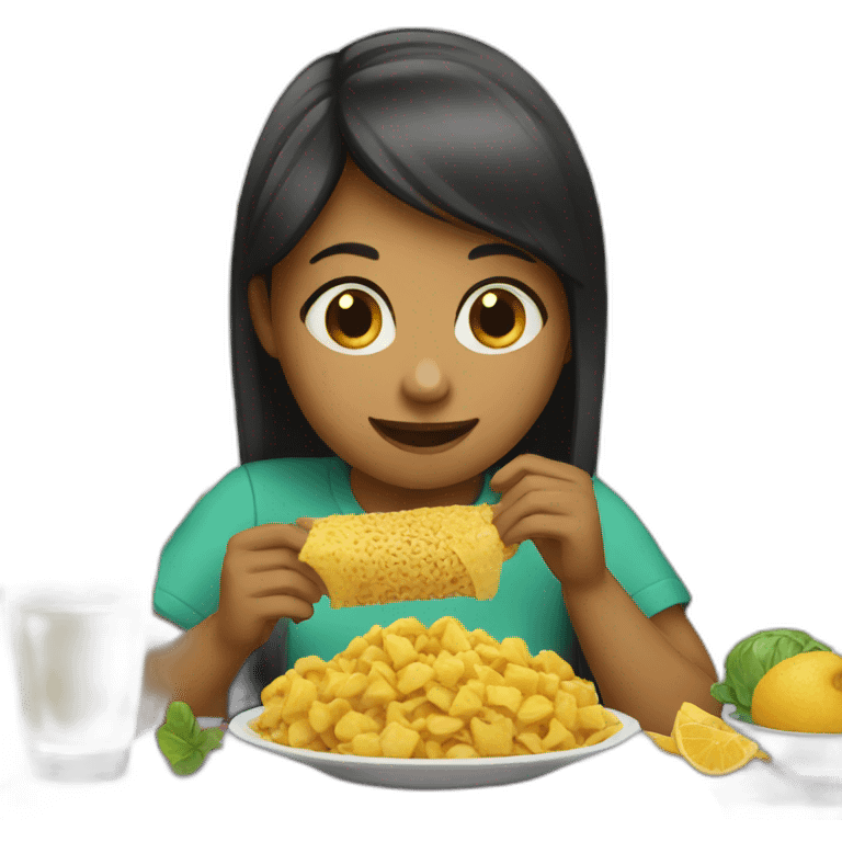 Girl eating emoji