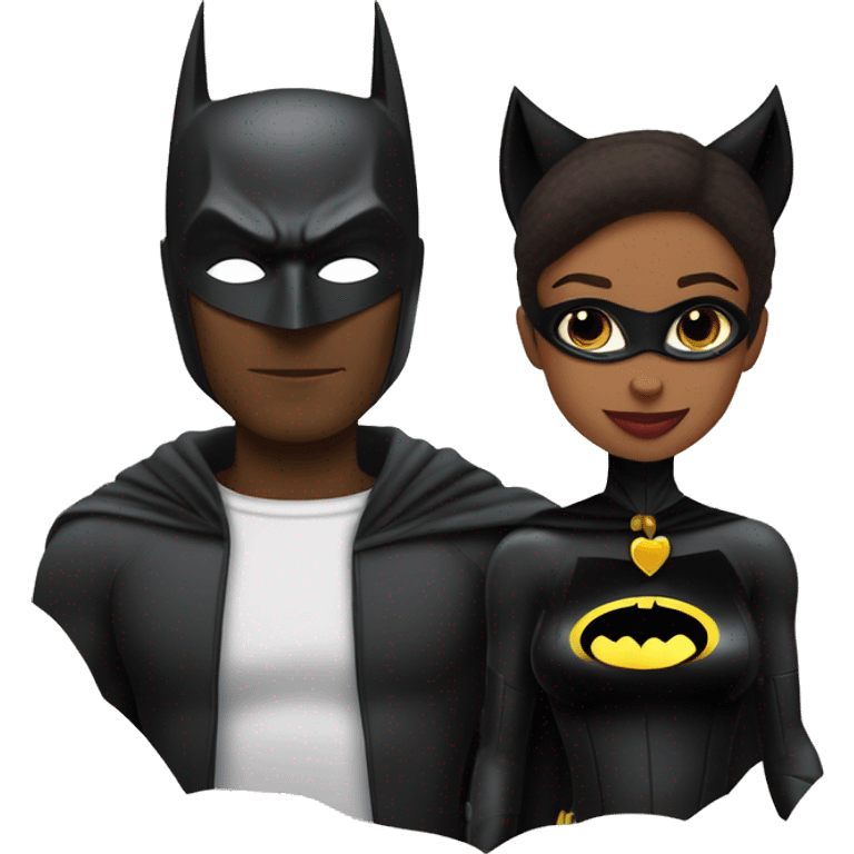 Batman and african american catwoman in love  emoji