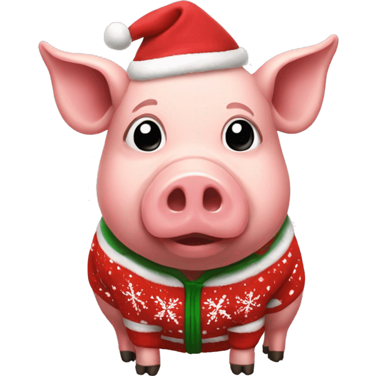 Pig wearing christmas Sweatshirt  emoji