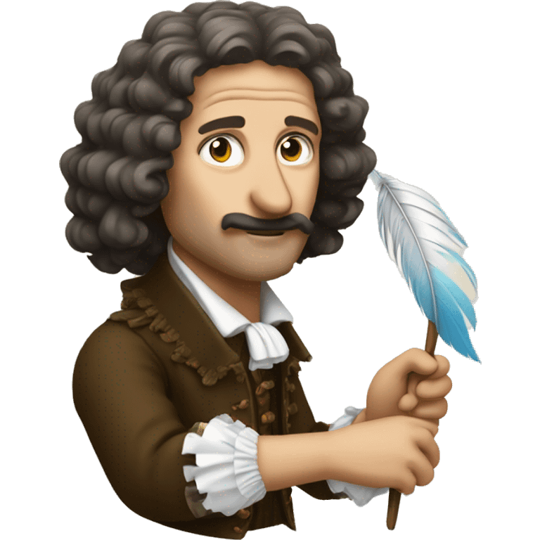 Molière holding a feather in his hand emoji