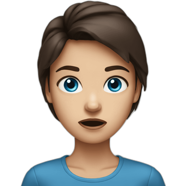 angry-girl-with-blue-eyes-and-dark-brown-hair-color emoji