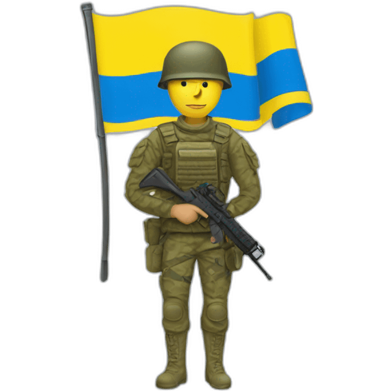 Soldier with Ukrainian flag emoji