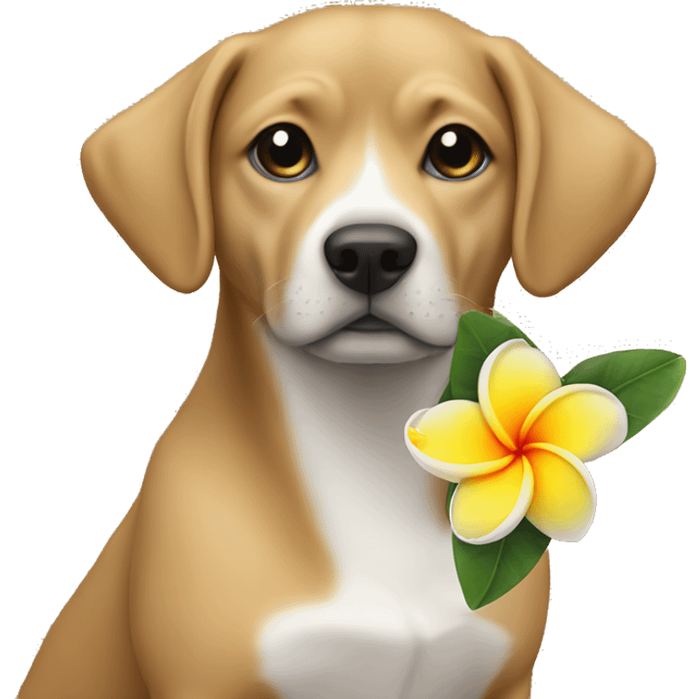 dog with plumeria emoji