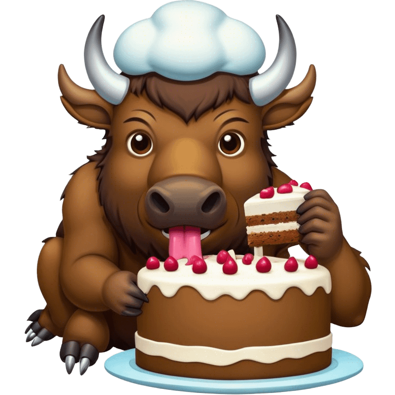 Bison eating cake emoji