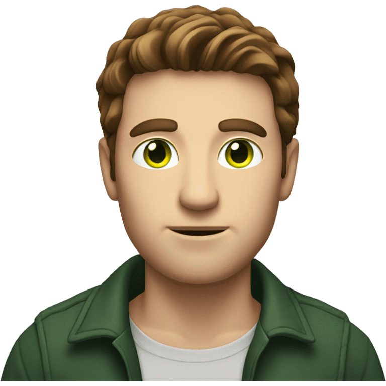 A man with green eyes, brown hair,  holding bitcoin emoji