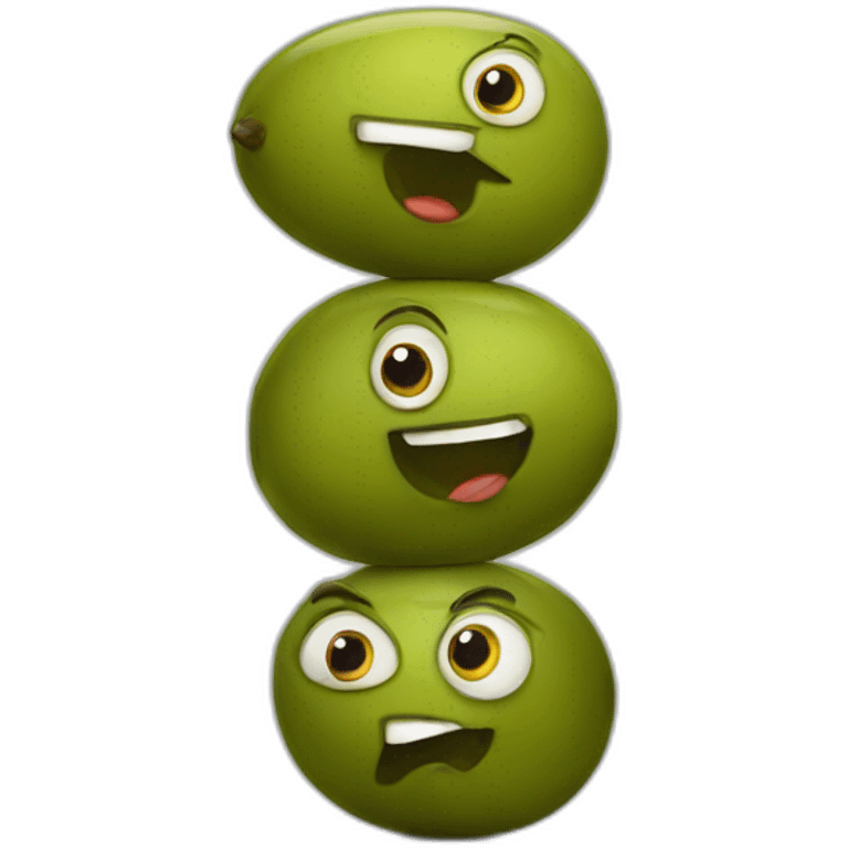 stack of two olives but one is feeling weird emoji