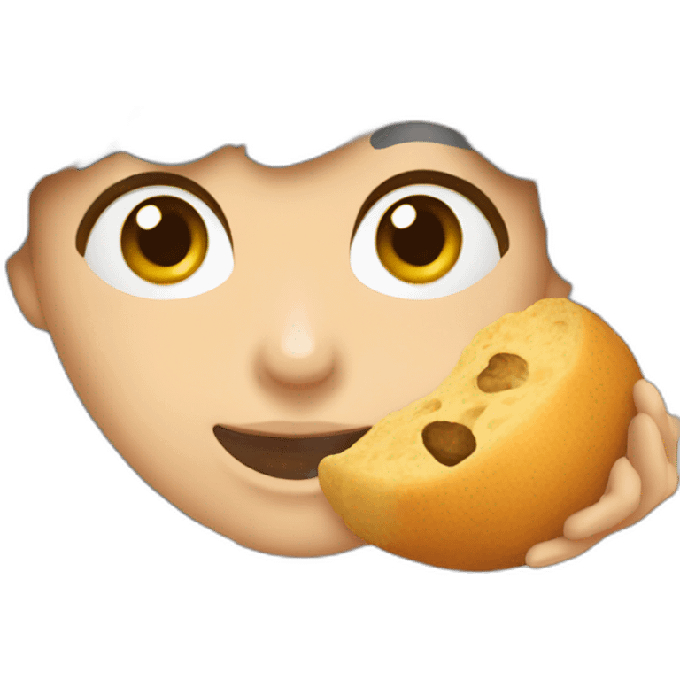 une perssone avec des lunnette  qui mange du  pain emoji