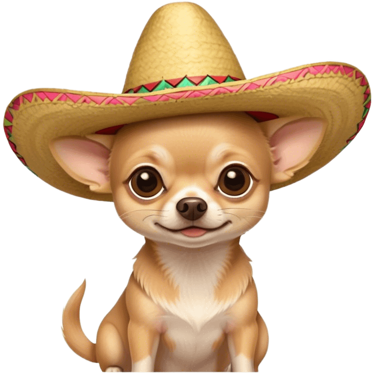 beige chihuahua with a sombrero hat emoji