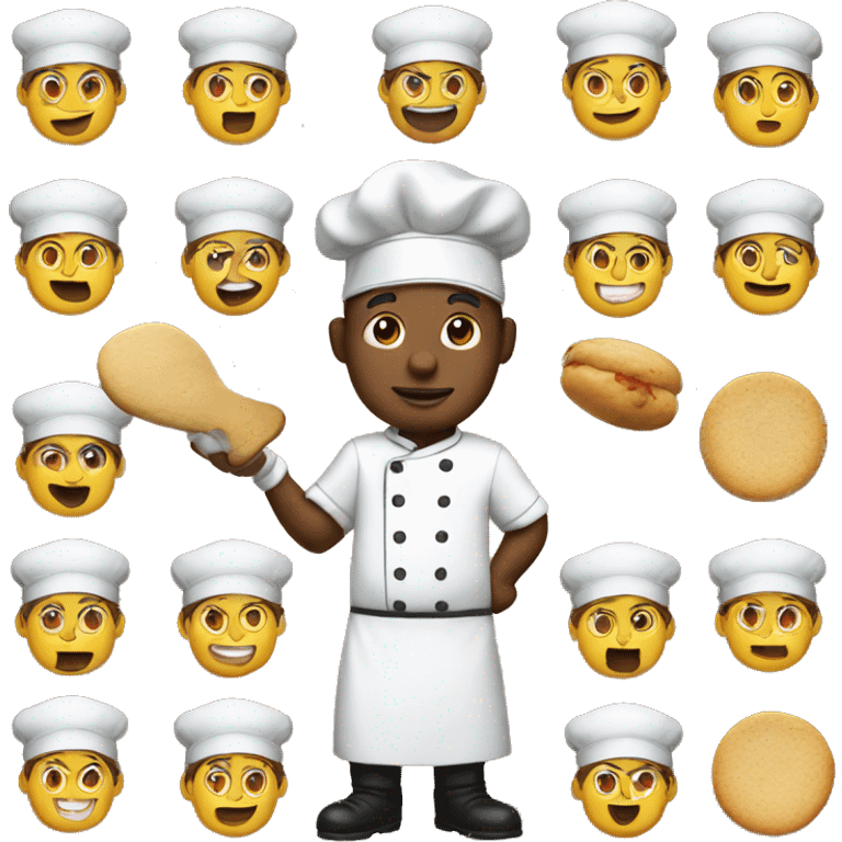 Chef with a baseball cap making cookies emoji