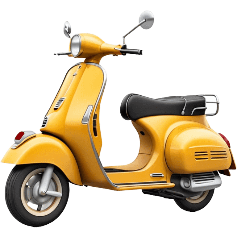 Cinematic Realistic Vespa Scooter Emoji, depicted as a stylish vintage Vespa with sleek retro design and vibrant colors, rendered with crisp textures and dynamic sunlit lighting that captures its iconic Italian charm. emoji