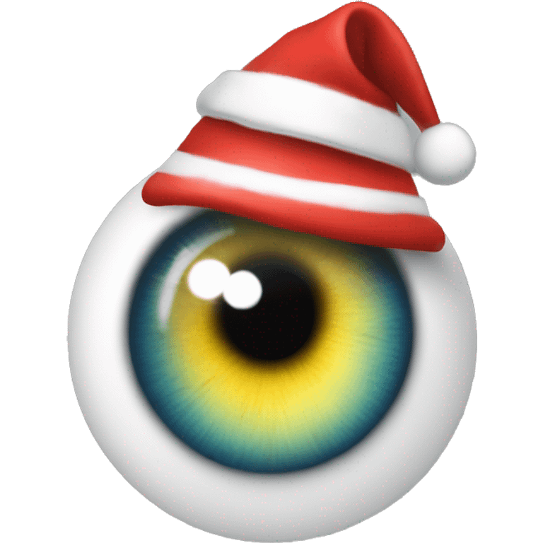 Eyeball emoji with Santa hats on top emoji