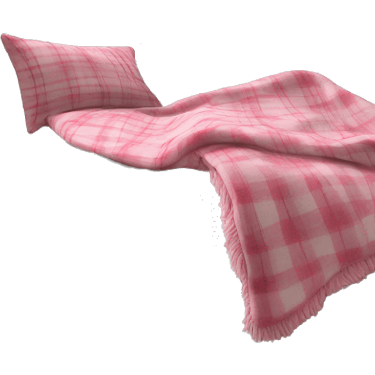 pink plaid blanket on a cozy white couch emoji