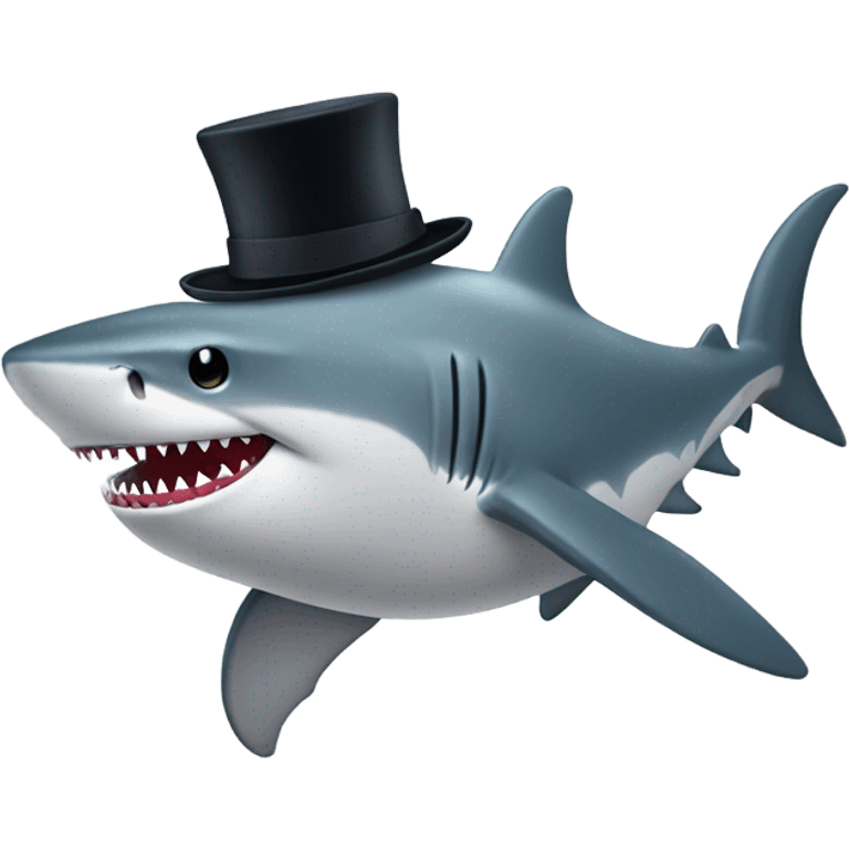 Shark with a top hat emoji