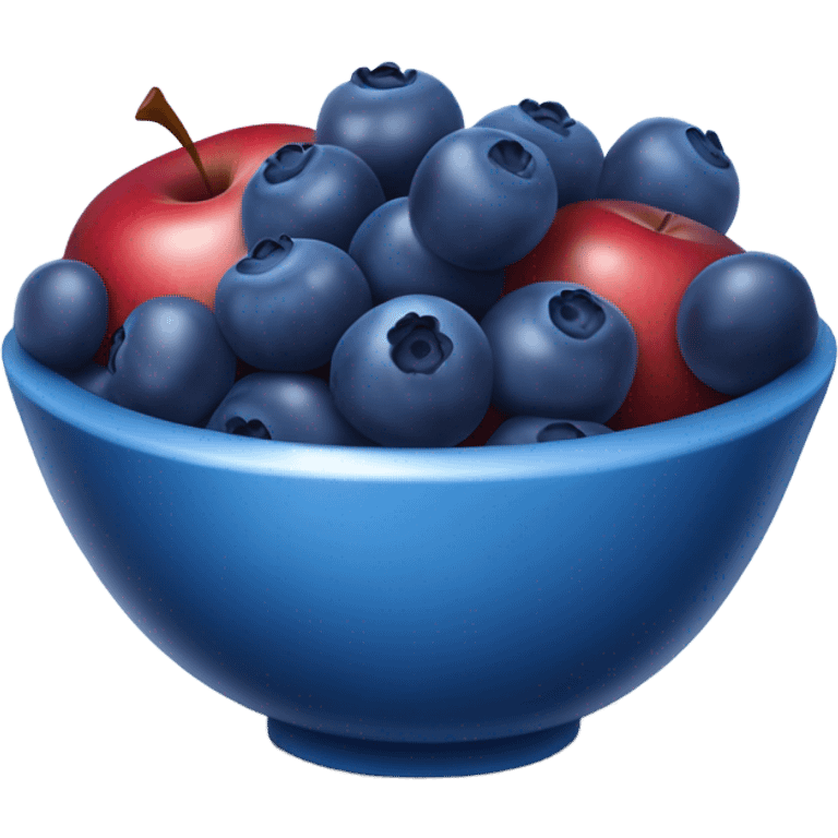 bowl with blueberrys and apple emoji