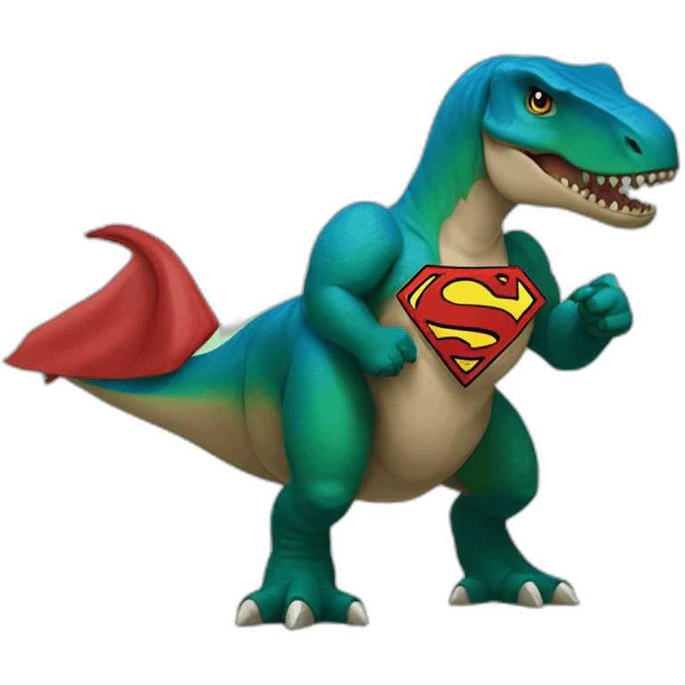 t-Rex with superman symbol with thumb up emoji