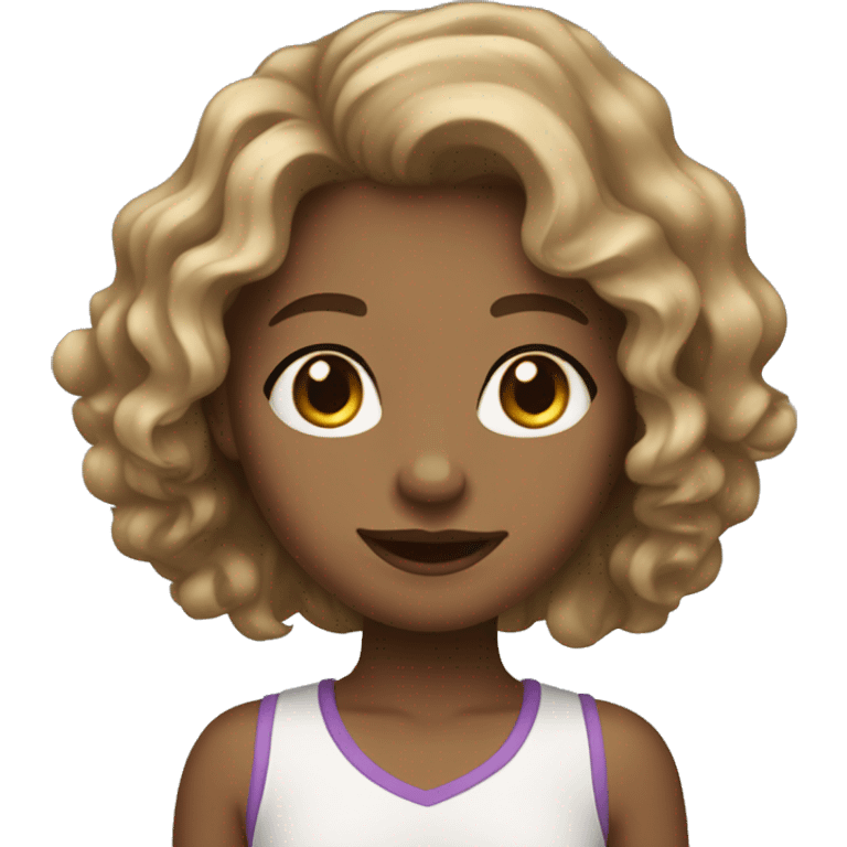 girl with wavy hair light bruin,light skin tone, eyees a light bruin  emoji