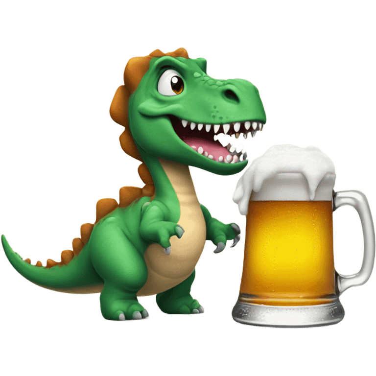 dinosaur drinking beer emoji