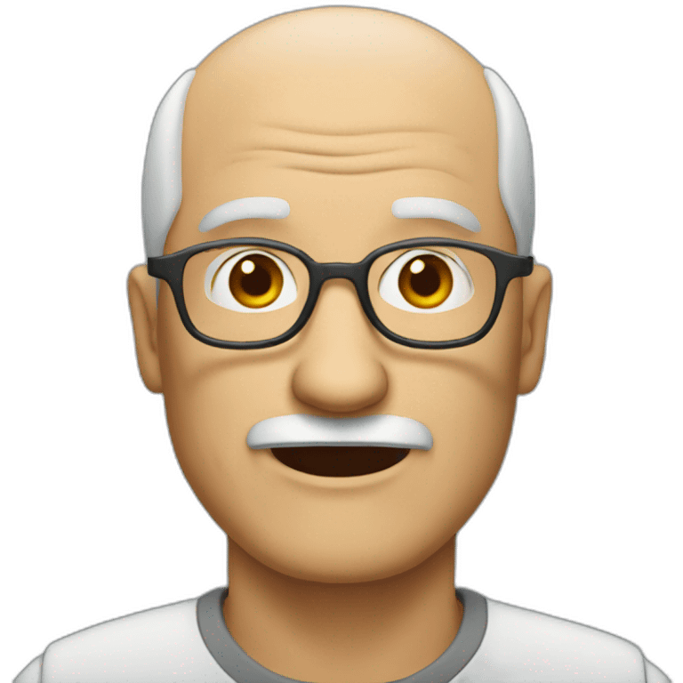 old man without hair with a gray beard and glasses emoji