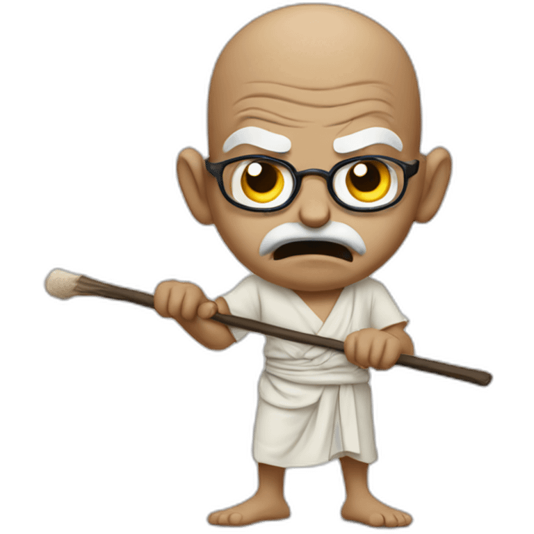 Angry gandhi with stick emoji