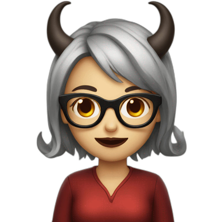 Devil girl with glasses and horns emoji