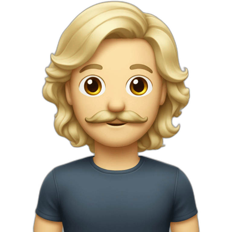 Quelqu’un avec une moustache carré qui lève la main avec les cheveux blond emoji