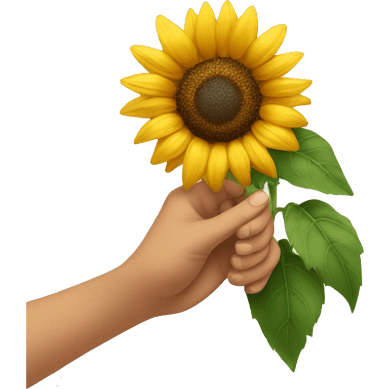 hand holding a sunflower emoji