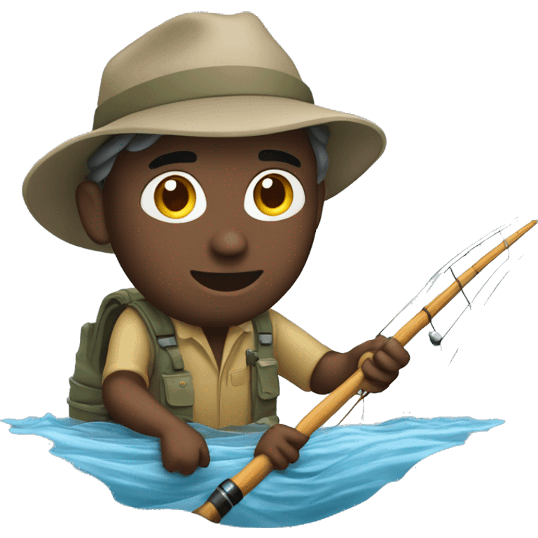 Fly fisherman fishing in the river emoji emoji