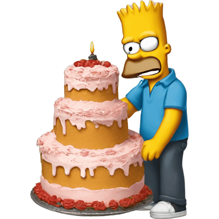 BART Simpson with a cake emoji