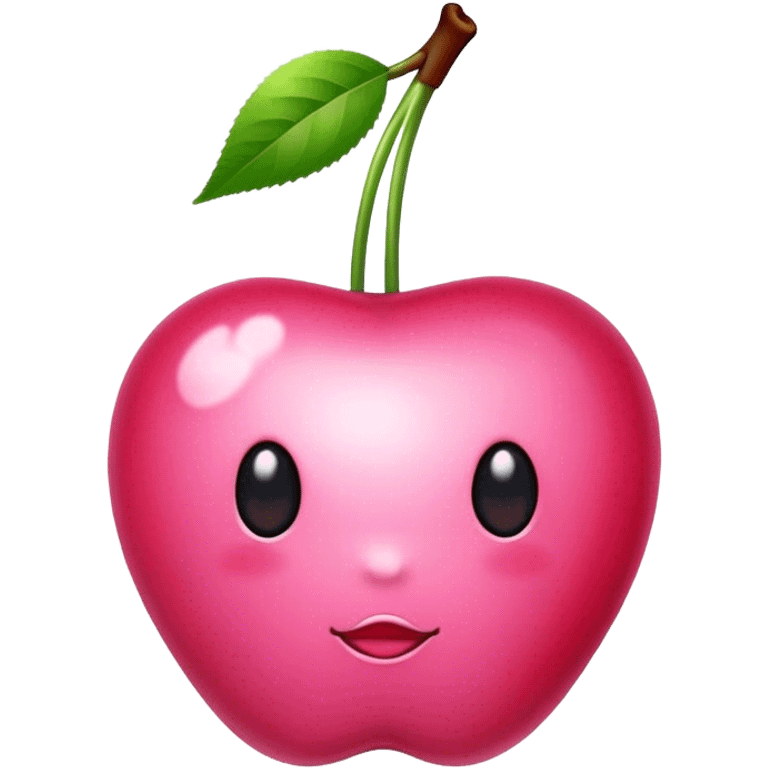 pink cherry with bow on top emoji