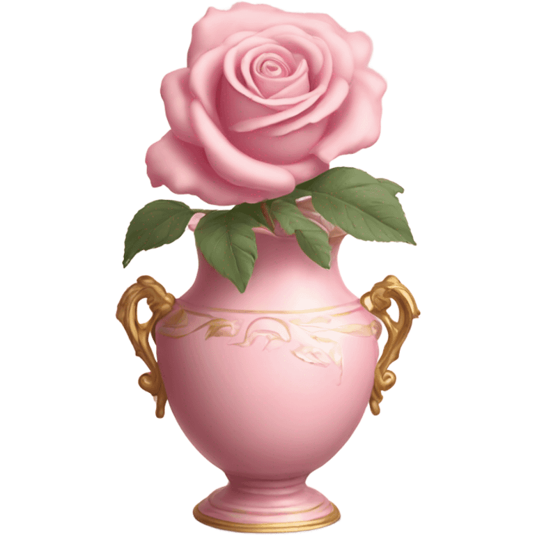 Rose in soft pink rococo vase emoji