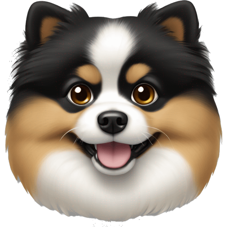 Tricolor pomeranian (black and tan face with white body) emoji