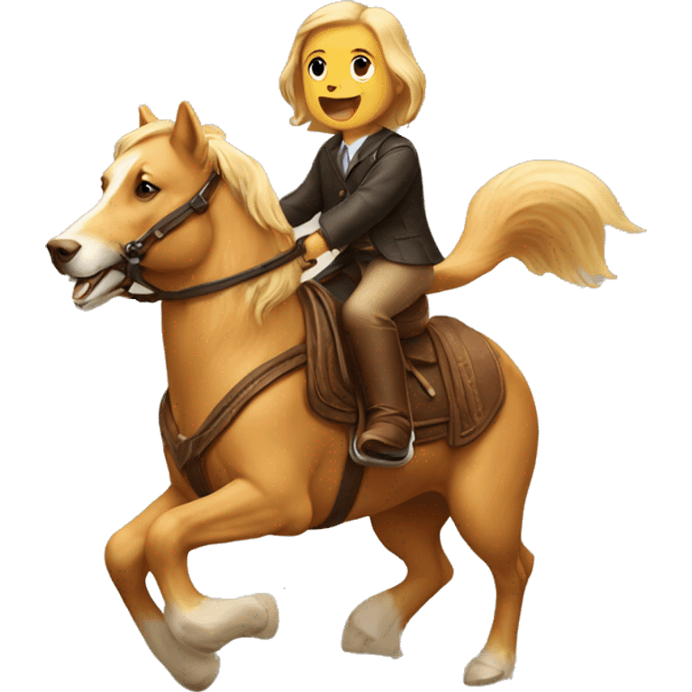 Golden retriever riding a horse emoji