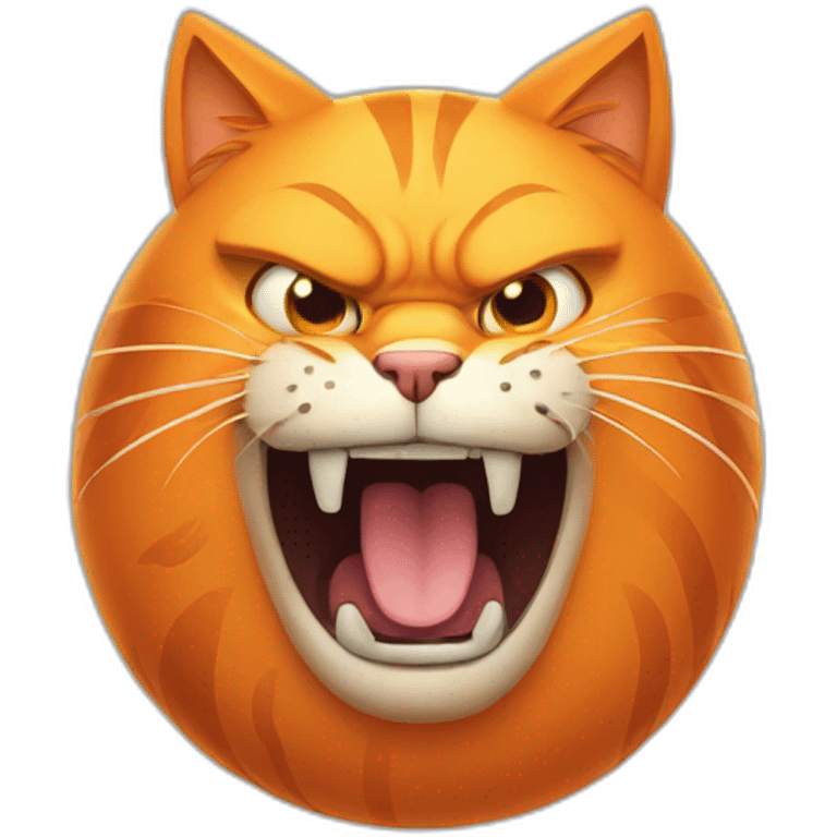 big orange cat with angry face emoji