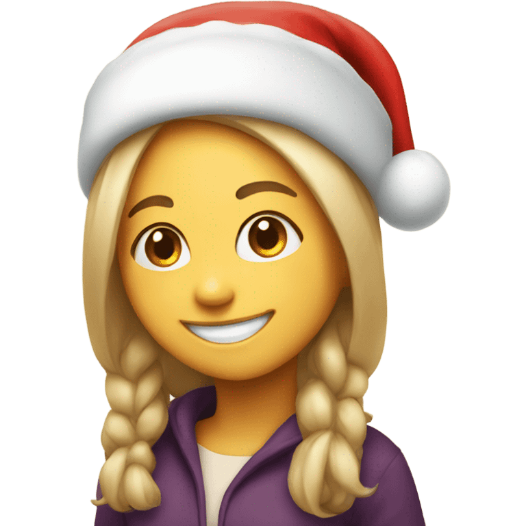 smiling girl with Santa hat emoji