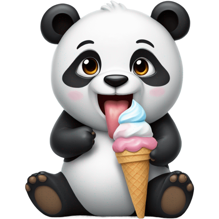 Panda eating ice cream emoji