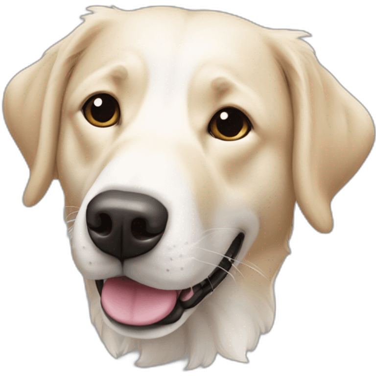 Labrador croisé avec un border collie blanc tacheter noir emoji