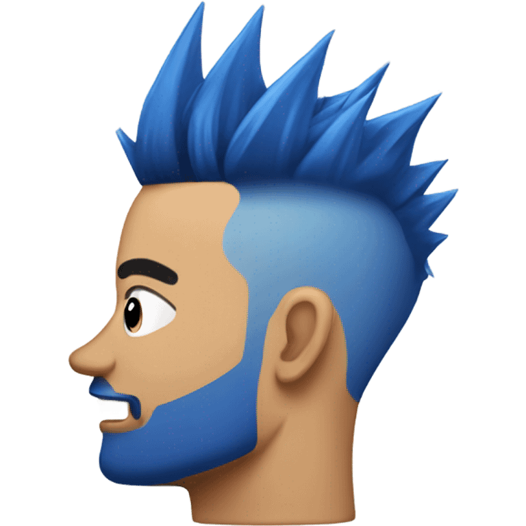 Man with blue spiked hair getting a fade haircut emoji