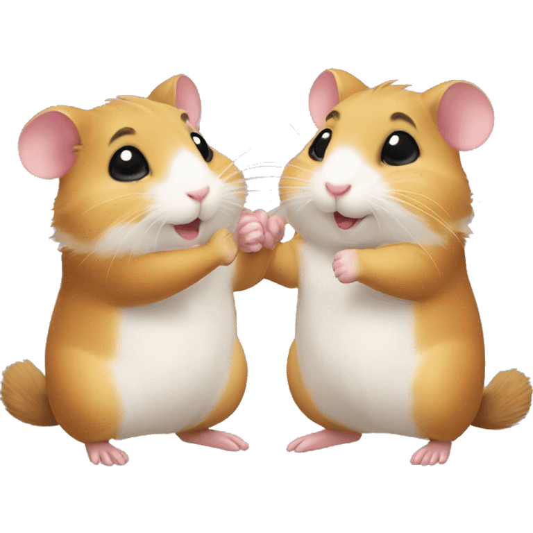 two hamsters giving handshake  emoji