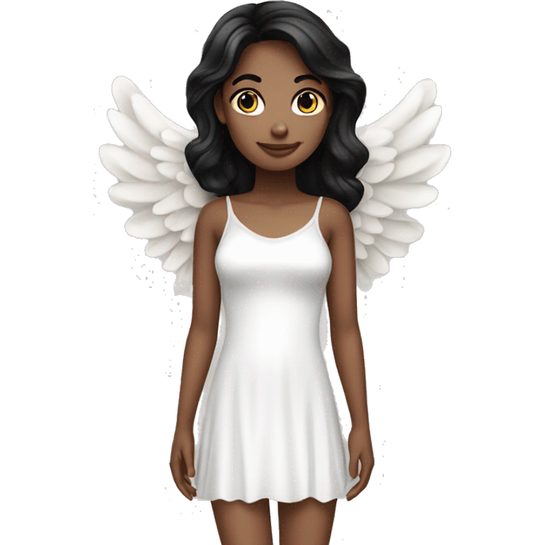 Angel black haired and fair skin girl with mini dress emoji