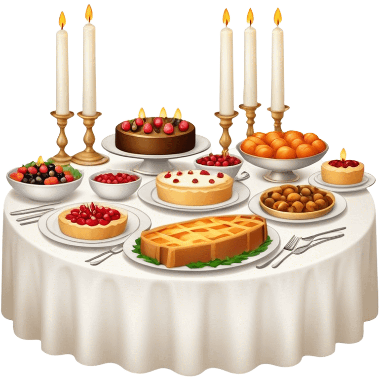 Table with buffet food luxury and candles emoji