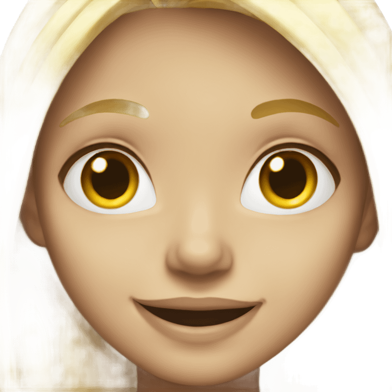 blonde girl smiling against black emoji