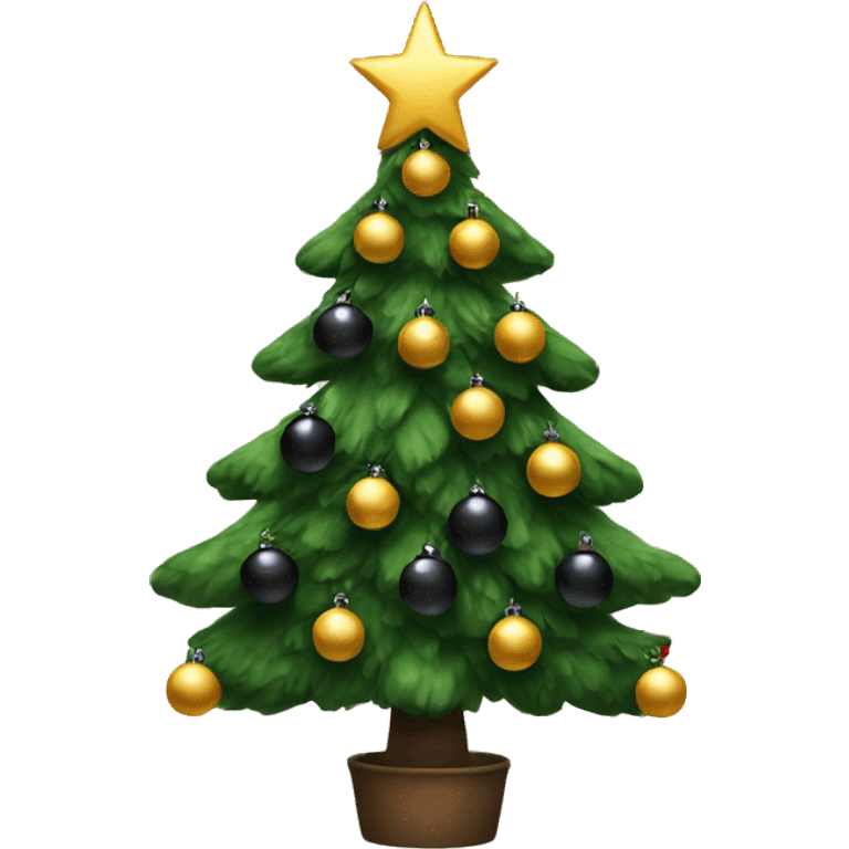 Christmas tree decorated with black ornaments  emoji