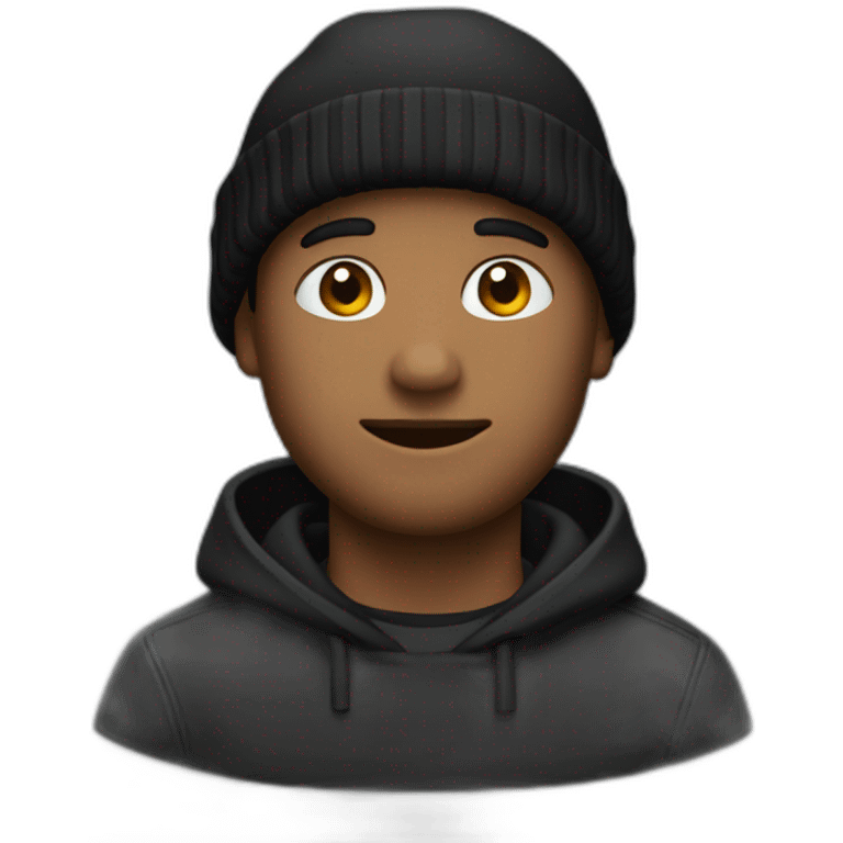 a man with black beanie and sweater emoji