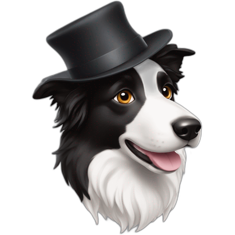 border collie with elegant hat emoji