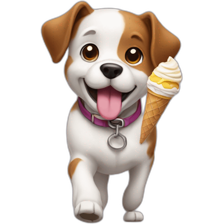 Dog walking with ice cream emoji