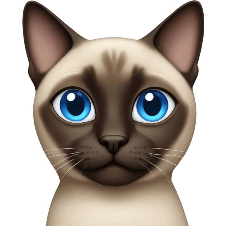 dark brown and fat siamese cat with blue eyes emoji