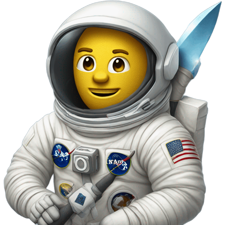 Neil Armstrong in an Astronaut suit holding a picaxe emoji