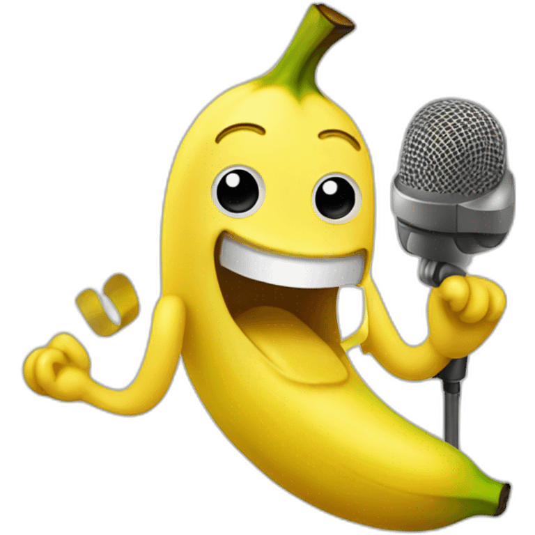 Banana singing with microphone emoji