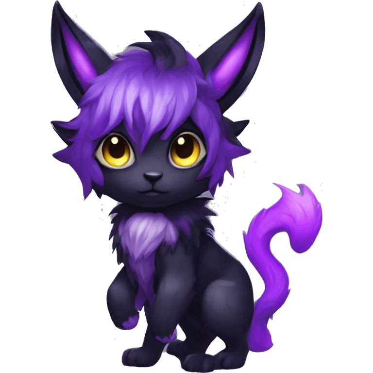 Anthro-Edgy-Black-Purple-Contrast-Colors-Fantasy-Fur-Sona-Chibi-Shiny-Fakémon-Hybrid with horns full body emoji