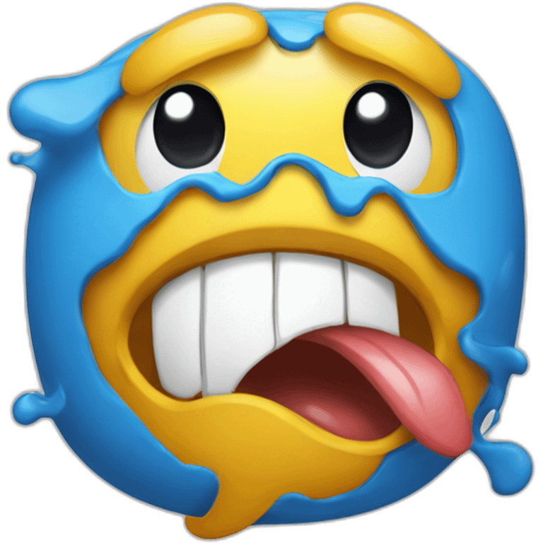 Emoji sacando la lengua pintada de azul emoji